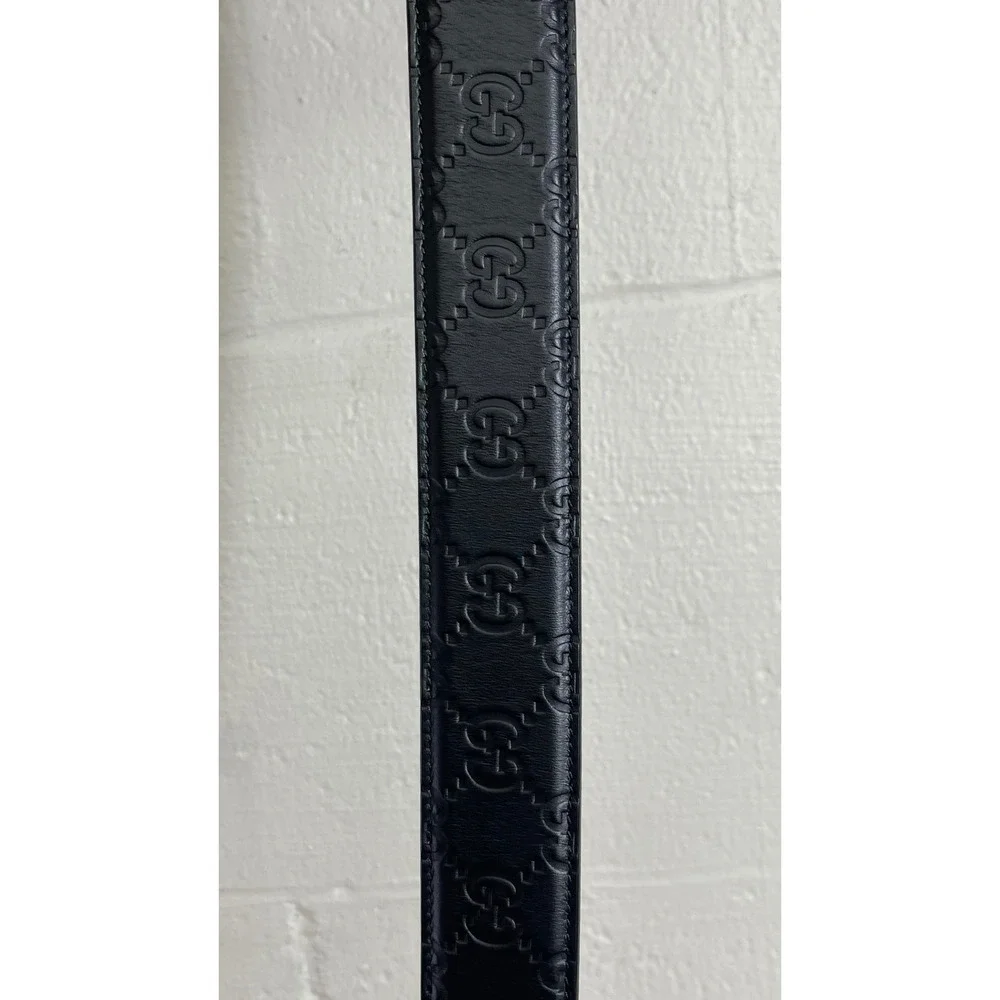 Gucci Signature GG Black Leather Adjustable Belt 403941 CWC0N Men's Size 100-40